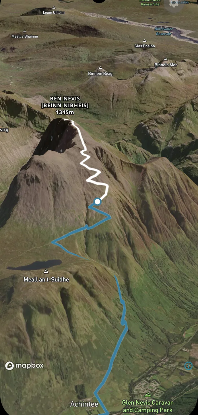 Cinematic 3D flythrough of a recorded route over the hills